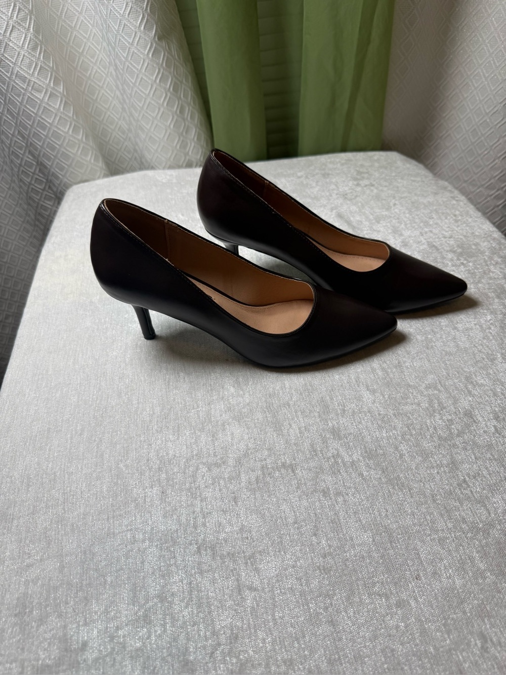 French Connection Black Pointed-Toe Kitten Heel Pumps